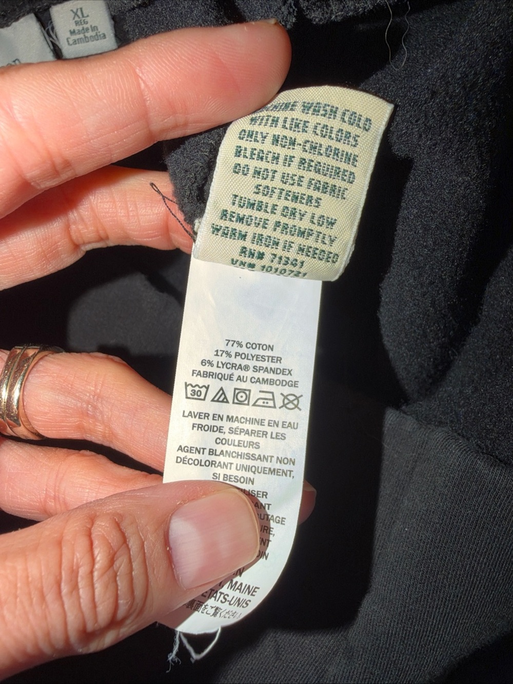 L.L.Bean Perfect Fit Fleece Backed Slim Leg Pants Womens XL Regular Black - Picture 5 of 10